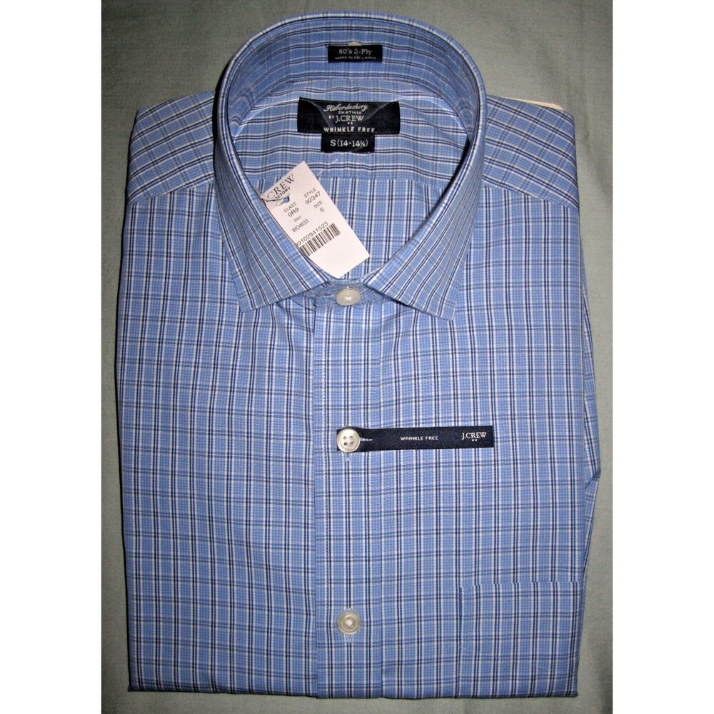 NWT Haberdashery Shirtings by J Crew blue plaid cotton button down, men's size S
